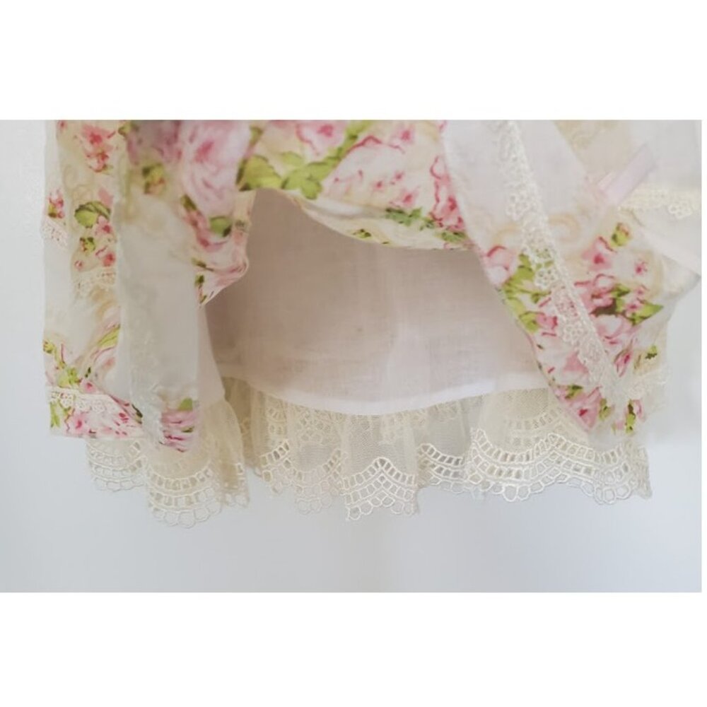 Biscotti Baby Lightweight Cotton Cream Pink Floral Dress Lace Trim Slip Size 2T - Picture 4 of 9